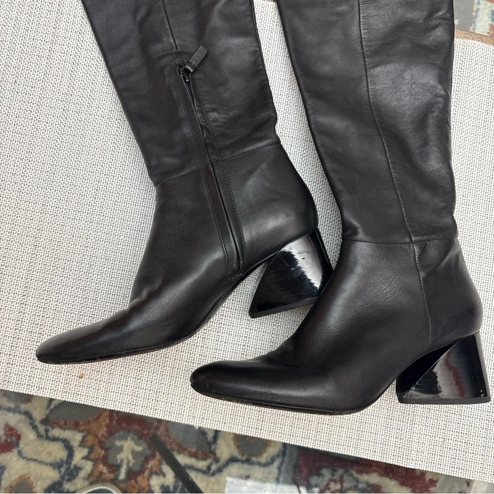 MERCEDES CASTILLO aymelin Black leatherOver the Knee Boots, retail $875 size8/38